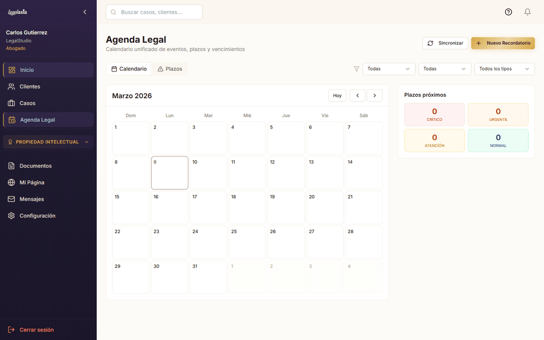 Agenda legal con plazos