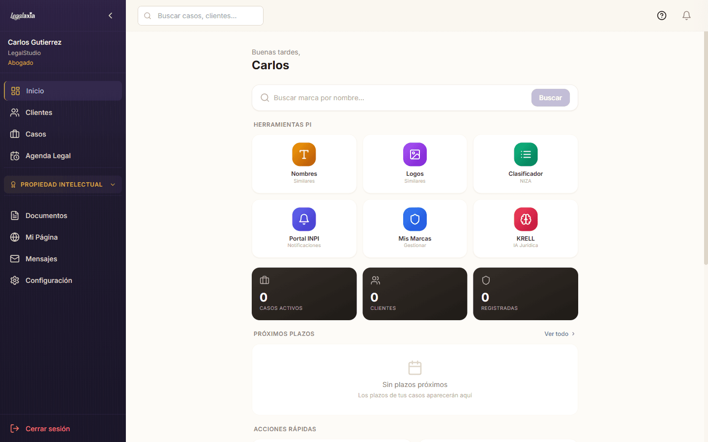 LegalAxIA Dashboard completo